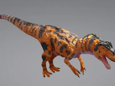 Allosaurus orange and tyrannosaurus dinosaur 3D model