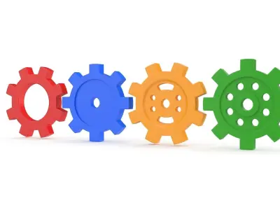 4 Different Gear Low-poly 3D model