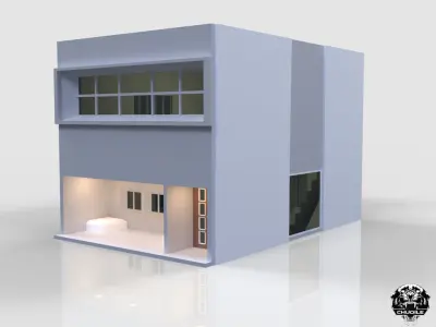 Modern House Building Low-poly 3D model