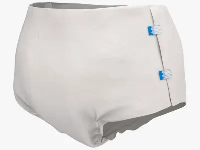 Adult Tape Fastening Incontinence Diaper White 3D model