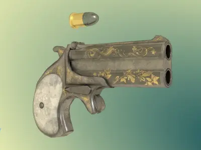 Remington Derringer Low-poly 3D model