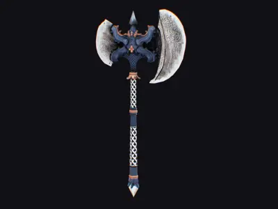 Axe Pickaxe Pike Cutting Hatchet Weapon Halberd Fantasy Bill Low-poly 3D model