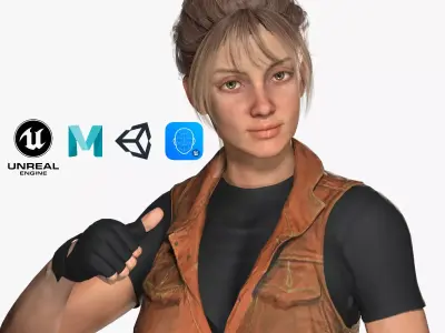 Realistic women modular character female f1 Low-poly 3D model