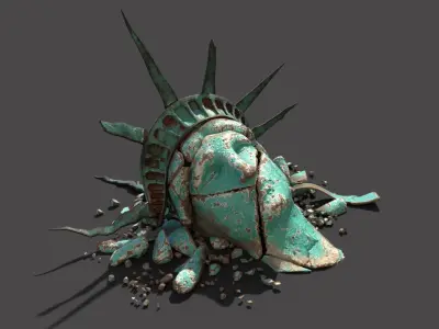 Broken Down Statue Of Libertys Head 3D model