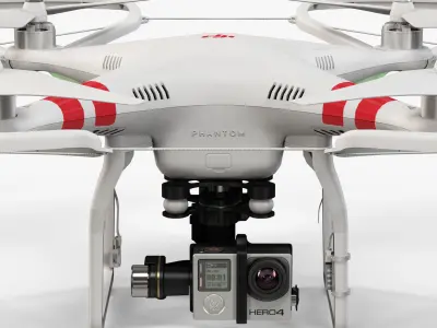 DJI Phantom 2 Quadcopter with Prop Guard and GoPro HERO4 Low-poly 3D model
