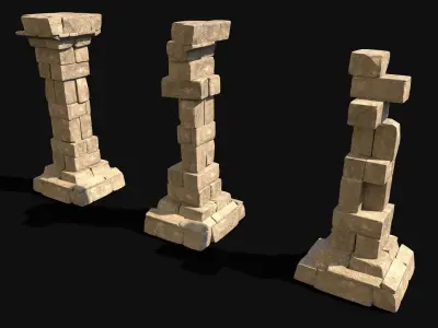  ARABIC DESERT COLUMN RUINS PILE PEDESTAL EGYPTIAN SAND STONE Low-poly 3D model