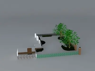 Front garden with blocks and gravel  Free 3D model
