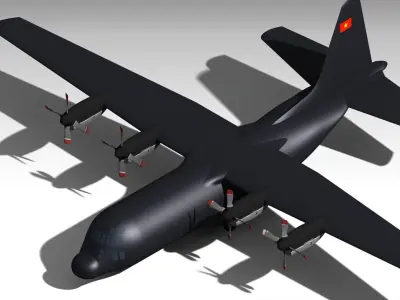 Lockheed C-130 Hercules Viet Nam Low-poly 3D model