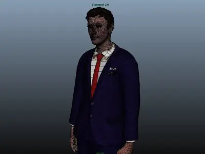 Airhostess male - Animated Low-poly 3D model