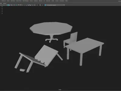 Old Broken Furniture Low-poly 3D model