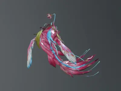 Sea Fish Pink Low-poly 3D model
