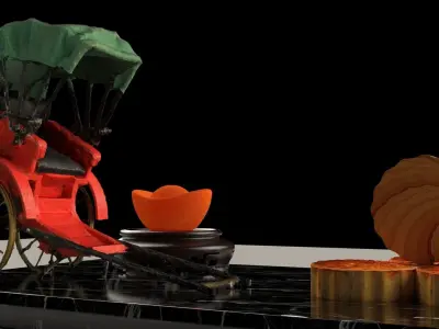 Chinese rickshaw 3D model