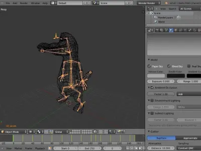 alligator cartoon made blender Low-poly 3D model