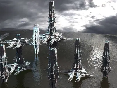 Space Station military set light Kitbash 3D model