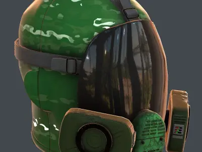 Gas mask helmet 3d model scifi Low-poly  Low-poly 3D model 548