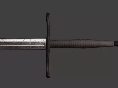 low poly Hand and a Half German Sword 1500 Low-poly 3D model