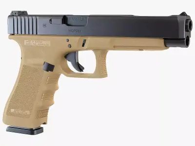 Glock G34 Semi Auto Pistol Desert Tan 3D model