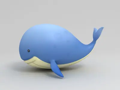 Cartoon Whale Low-poly 3D model