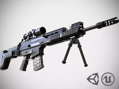 FN SCAR - H SV - Sniper Rifle - Highly Detailed - PBR Low-poly 3D model