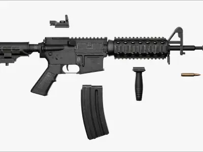 M4 Carbine Assaut Rifle Low-poly 3D model