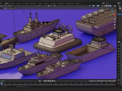 Military Boats Illustration Low Poly 3d Model Free low-poly 3D model