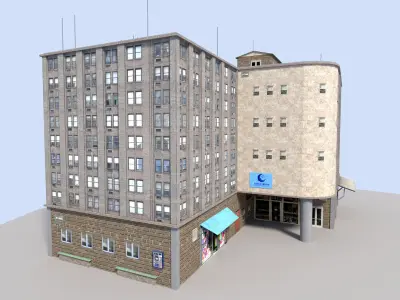 commercial city building Low-poly 3D model
