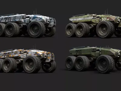 Technical Vehicle  Collection Source Files 8K Texturus Low-poly 3D model