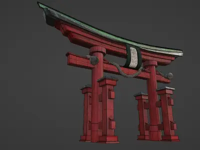 3D Stylized Japanese Torii Gate Asset 3D model