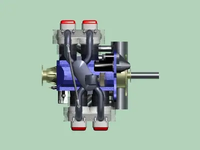 Boxer Flat-Four engine 3D model