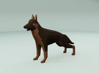 Low Poly German Shepherd Dog Low-poly 3D model
