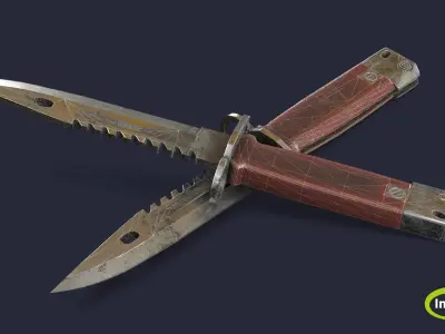 Bayonet knife Low-poly 3D model