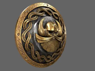 Dwarven shield Low-poly 3D model