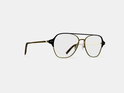 Corson Eyeglasses in Jet Black with Polished Gold 3D model