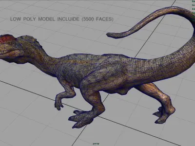 Dilophosaurus dinosaur Low-poly 3D model