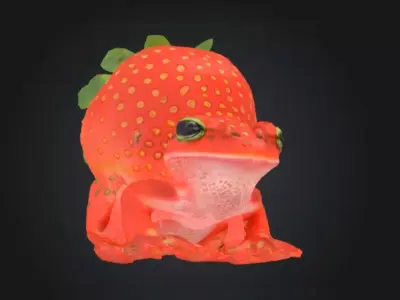 Strawberry Frog AI Cursed Animal STL OBJ 3D model