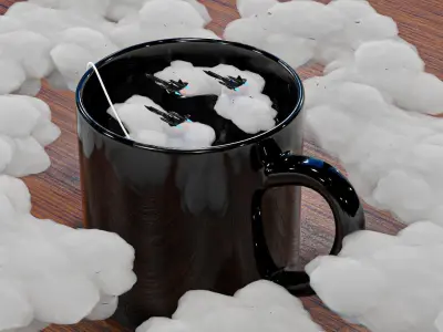 Tea Blackbird Jets and Clouds scene 3D model