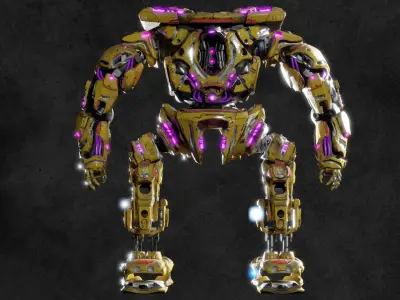 Military Mech Robot Photorealistic Low-poly 3D model