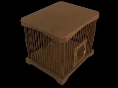 old wooden cage Low-poly 3D model