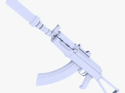 AKS-74U Supressed Low-poly 3D model