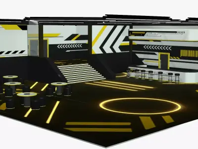 Techno-Minimalist Commercial Space 3D model