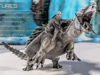 Turtle Mount Rider - Tortilla Ryder Creature Riding Reptile - 21 Low-poly 3D model