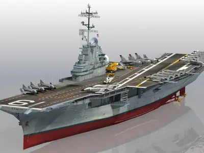 USS Hancock CV-19 Essex-class aircraft carriers 3D model
