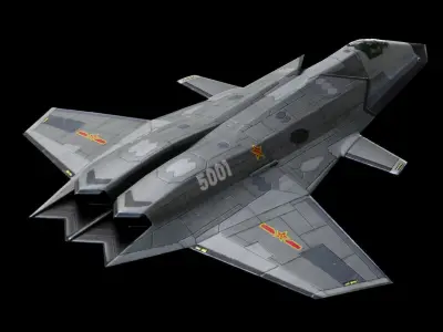 J-50 Trident Chinese Concept Fighter Low-poly 3D model