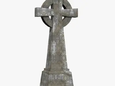 Gravestone celtic cross Low-poly 3D model