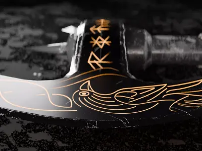 Raven Axe Low-poly 3D model