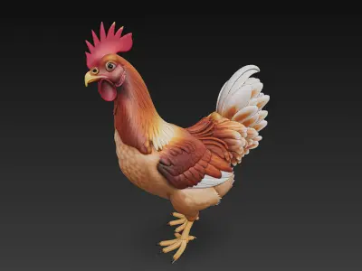 Brown Chicken Realistic 3D Model Basic - Low Poly Realistic Low-poly 3D model