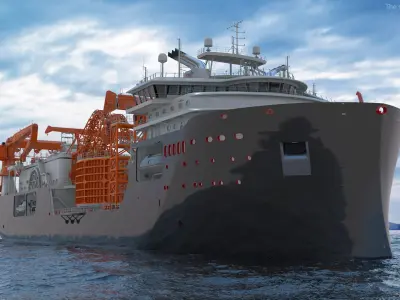 Cable Installation Vessels Black Rigged 3D model