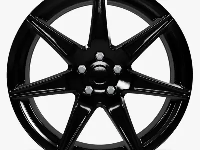 Voxx GT5 Wheel Gloss Black Mustang Low-poly 3D model