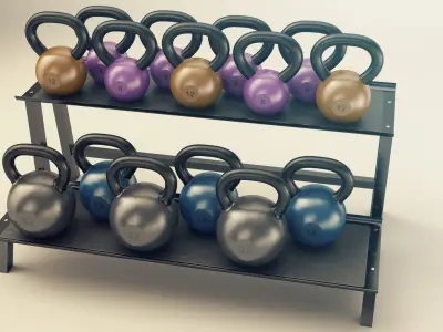 Kettlebells Rack 3D model