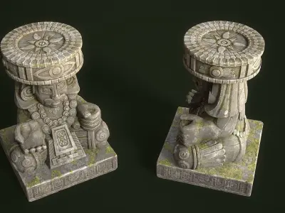 Statue Aztec Huehueteotl God of fire Low-poly 3D model